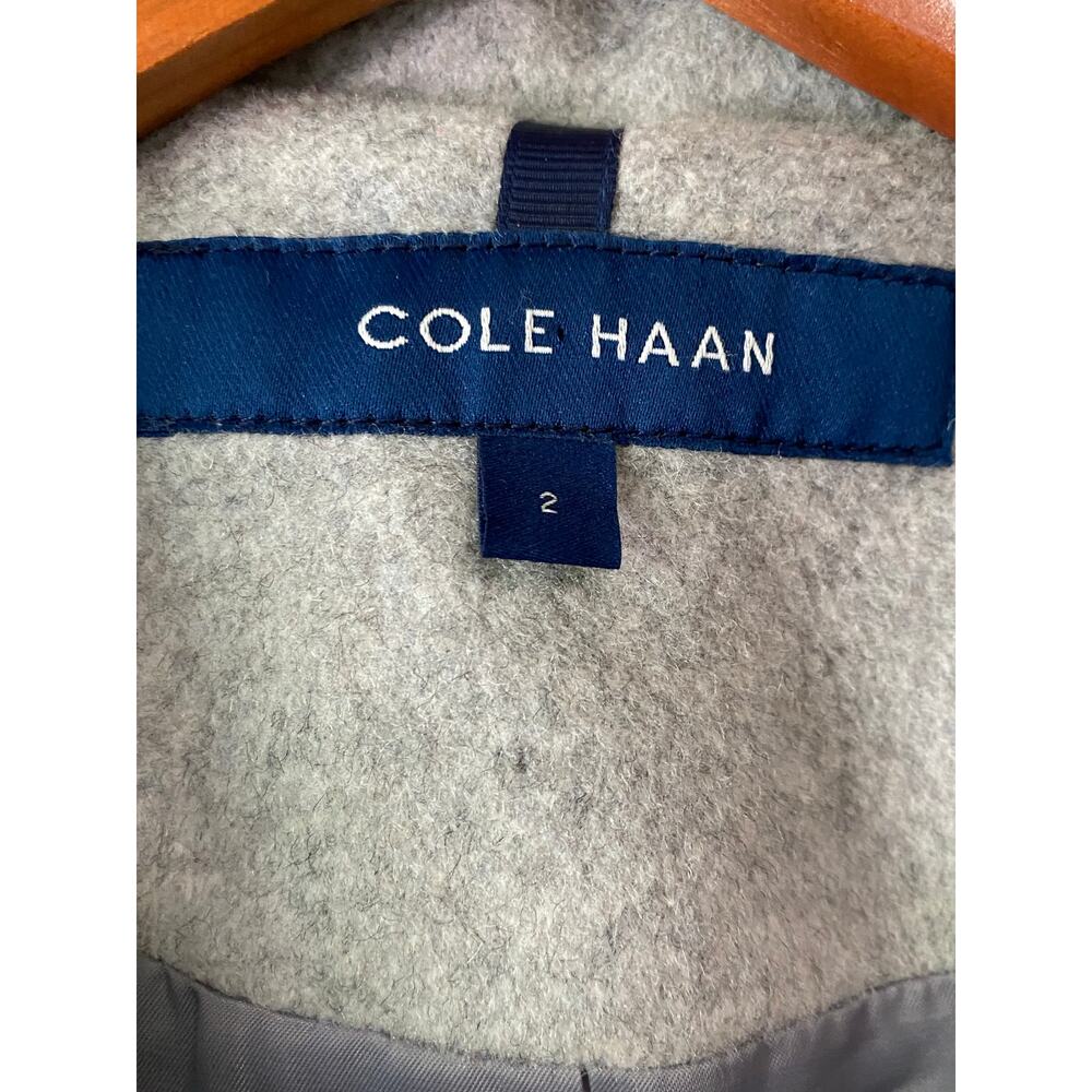 NWOT Cole Haan Women's Minimal Wool Blend Car Coat US 2 Light Gray Long Winter - Picture 8 of 13
